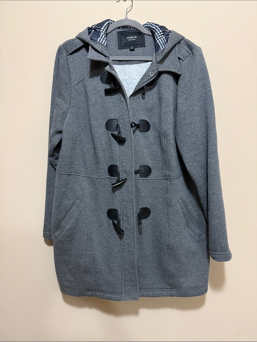 torrid Charcoal Gray Hooded Toggle Coat